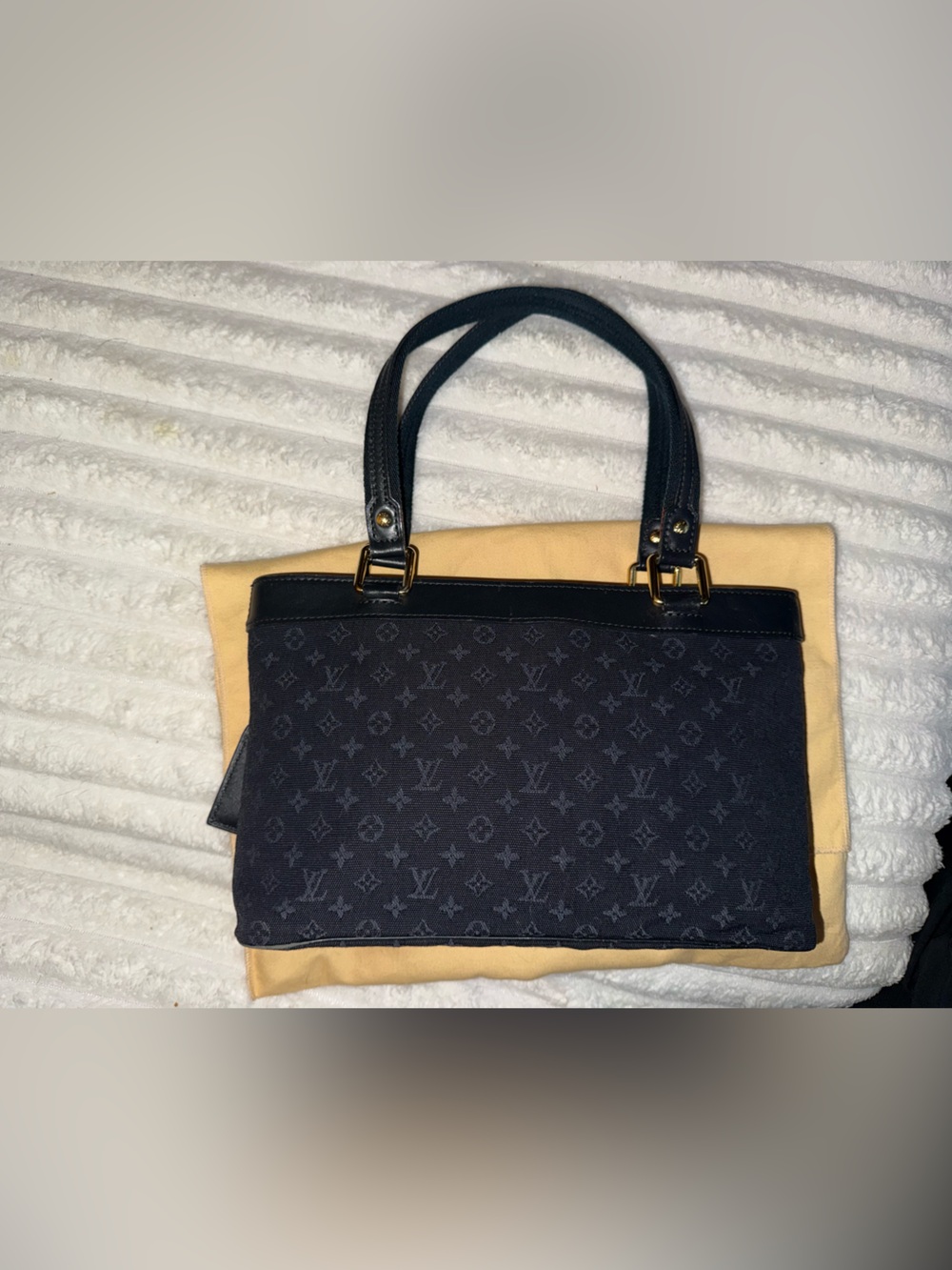 Louis Vuitton Blue Lucille Monogram Tote with Leather Trim